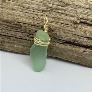 Aqua sea glass pendant